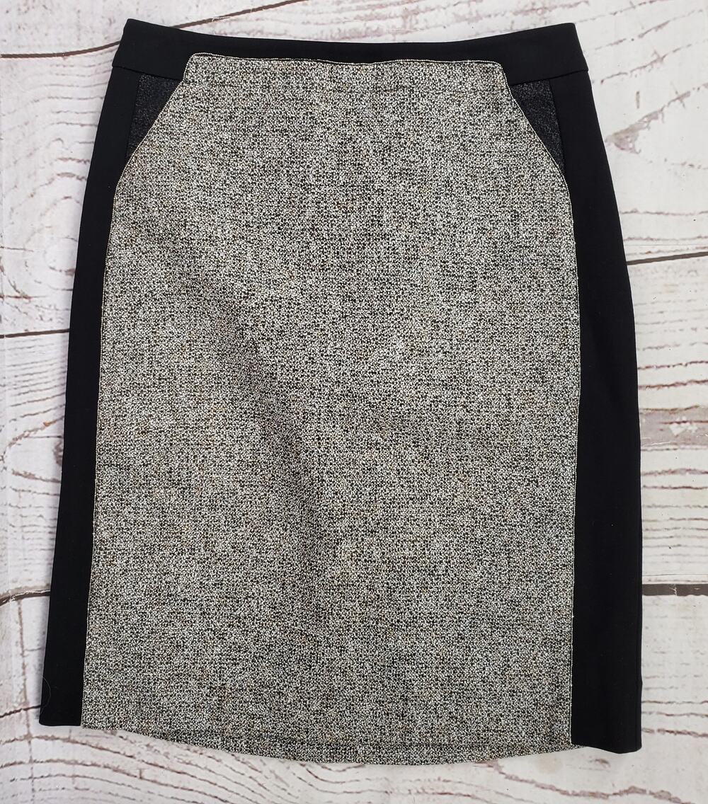 White House Black Market Women's Tweed Color Block Pencil Skirt Size Small